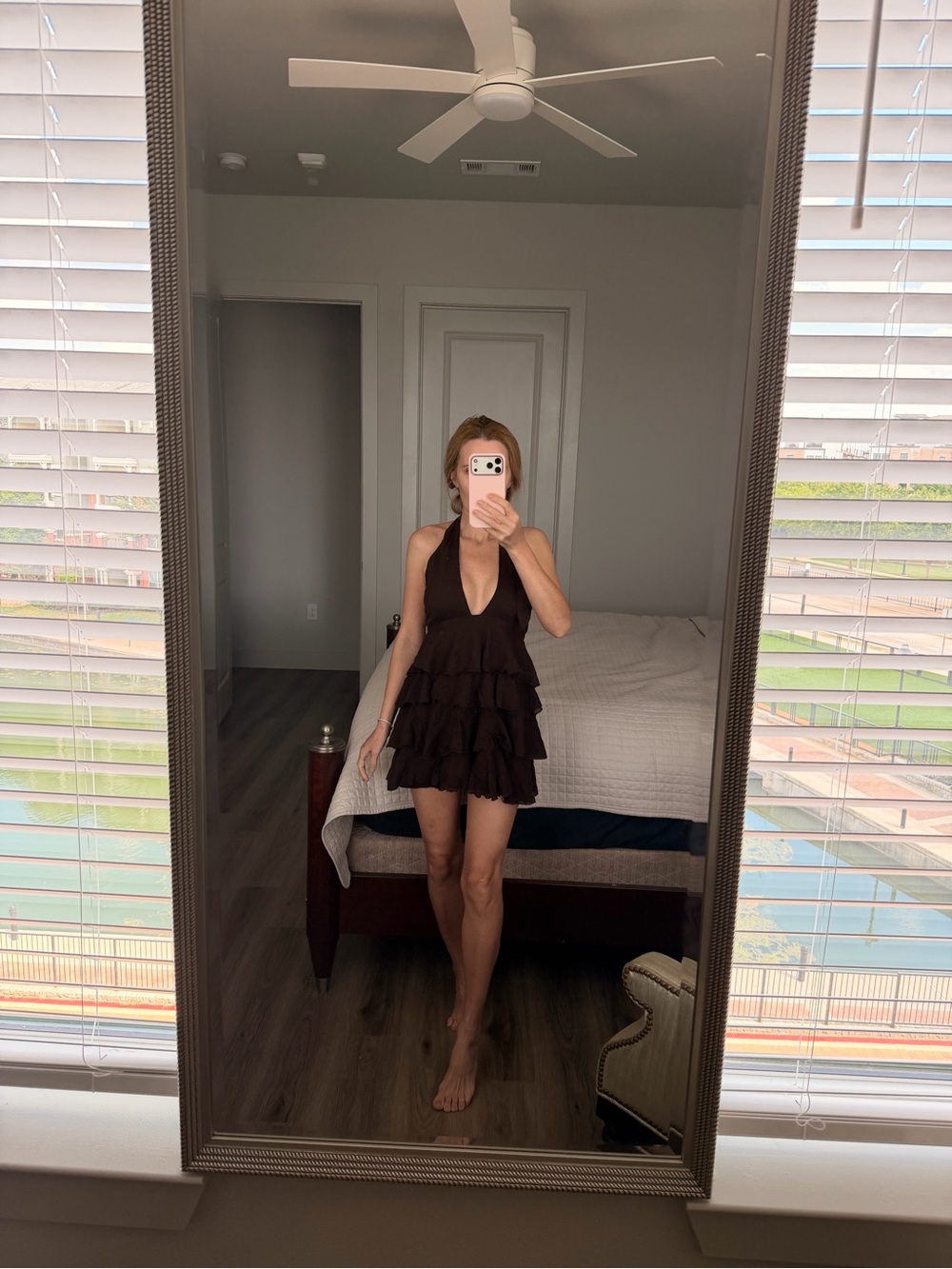 Zara Black Ruffled Halter Mini Dress